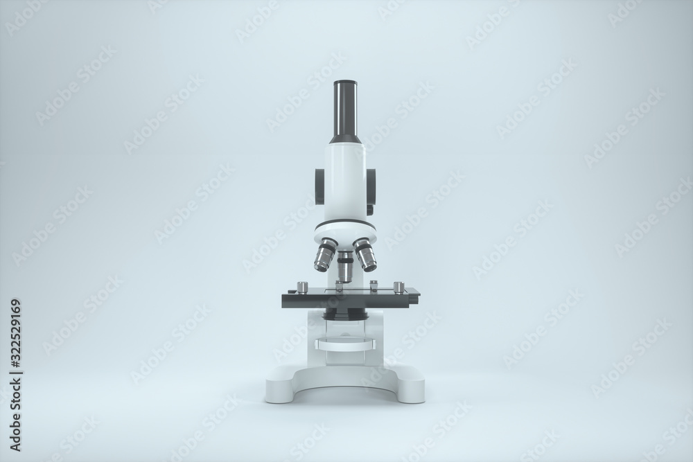 Microscope with white background,abstract conception,3d rendering.