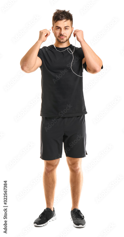 Sporty young man on white background