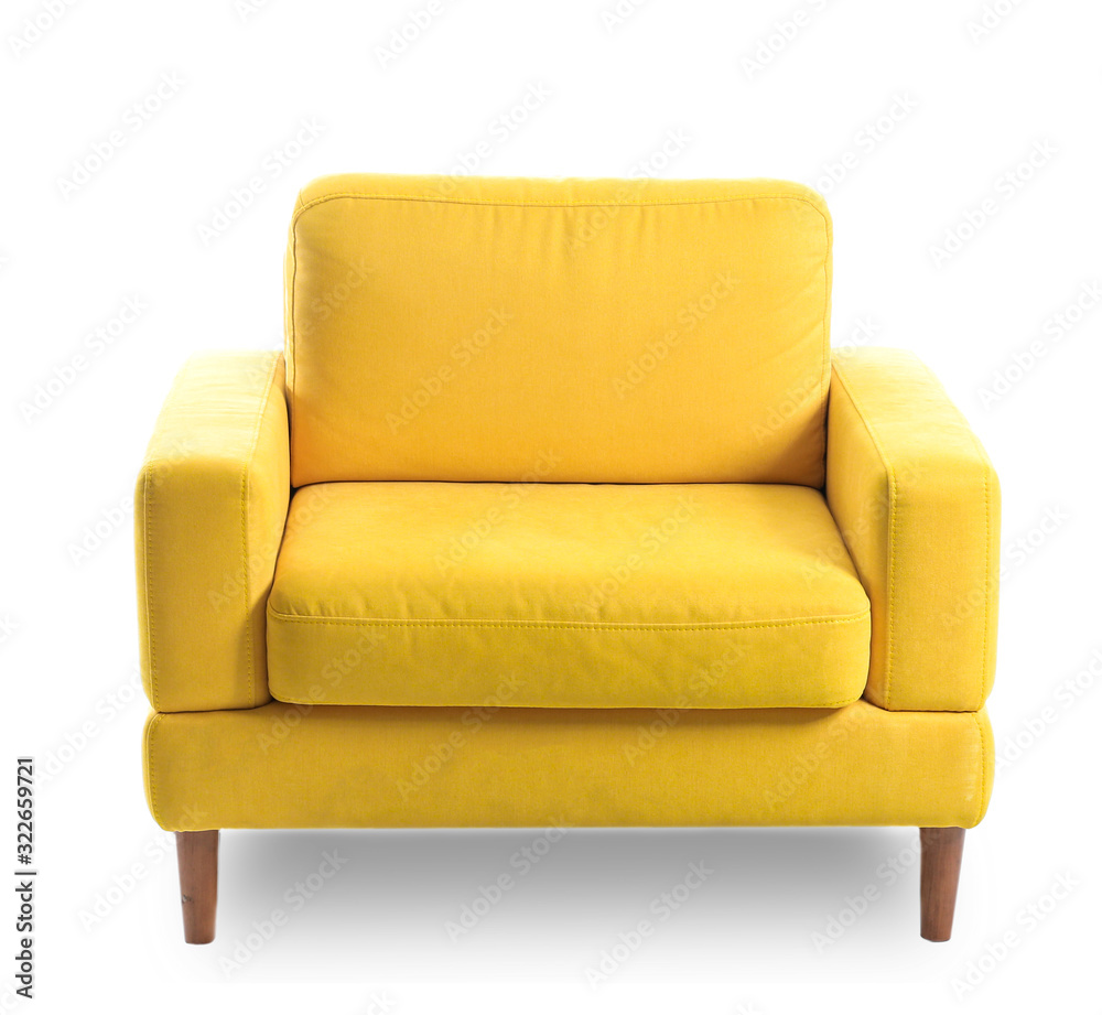 Modern comfortable armchair on white background