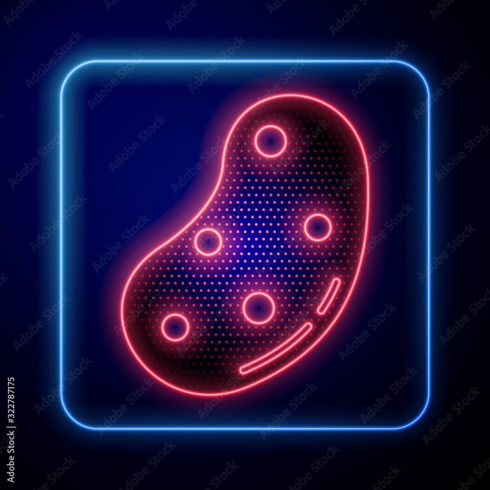 Glowing neon Potato icon isolated on blue background.  Vector Illustration