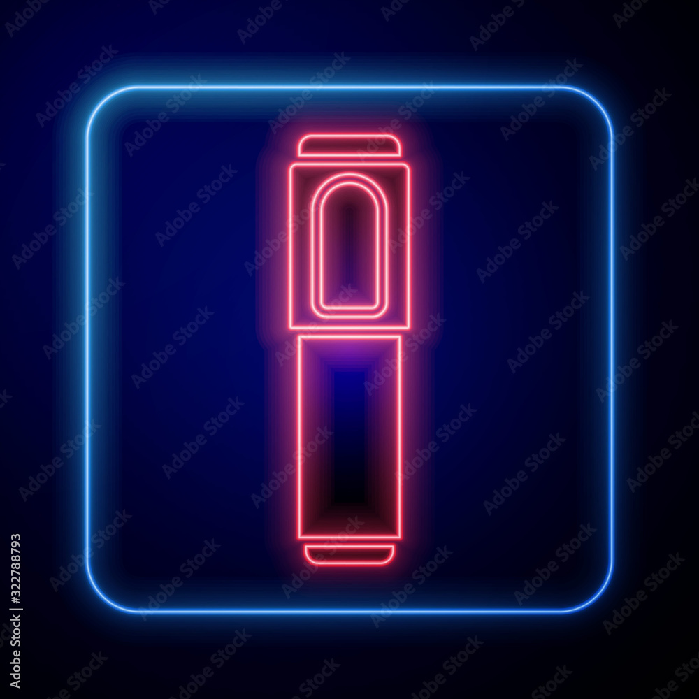 Glowing neon Marker pen icon isolated on blue background.  Vector Illustration