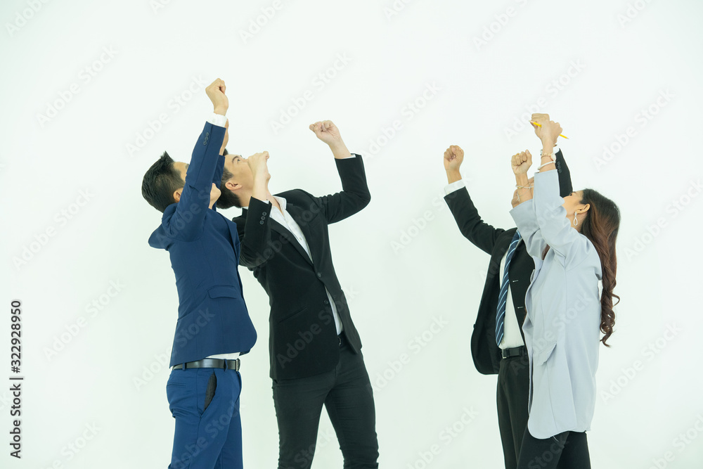 Group of business people gesture hand high five,Business People Collaboration Teamwork Union Concept