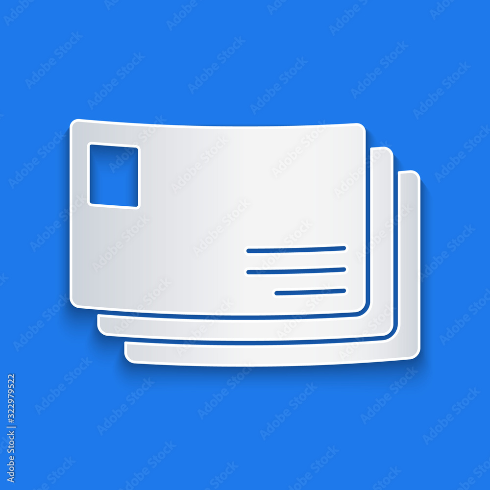 Paper cut Envelope icon isolated on blue background. Email message letter symbol. Paper art style. V