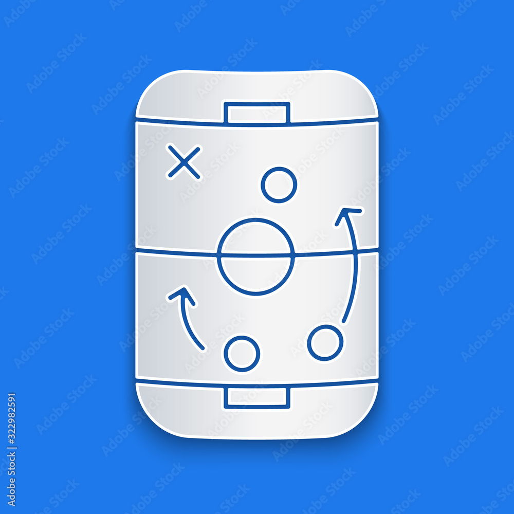 Paper cut Planning strategy concept icon isolated on blue background. Hockey cup formation and tacti