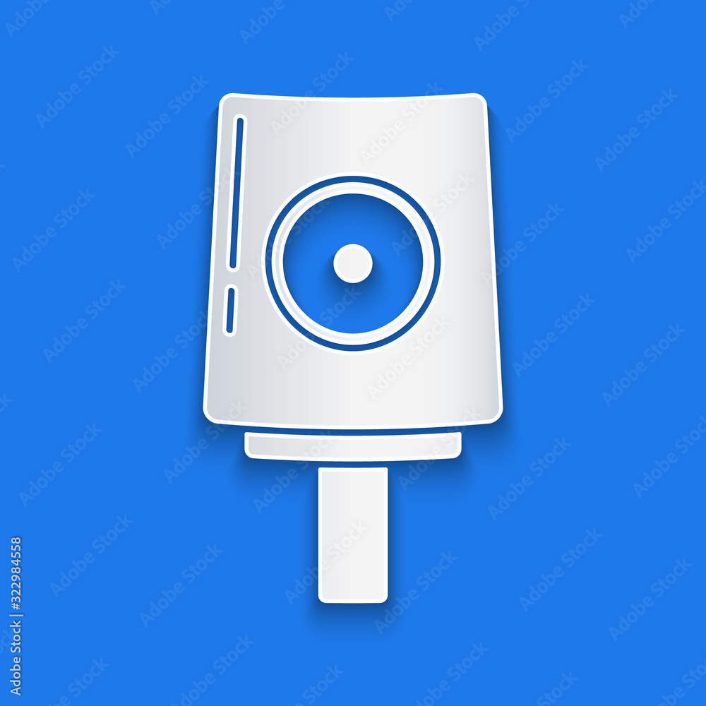 Paper cut Spray can nozzle cap icon isolated on blue background. Paper art style. Vector Illustratio