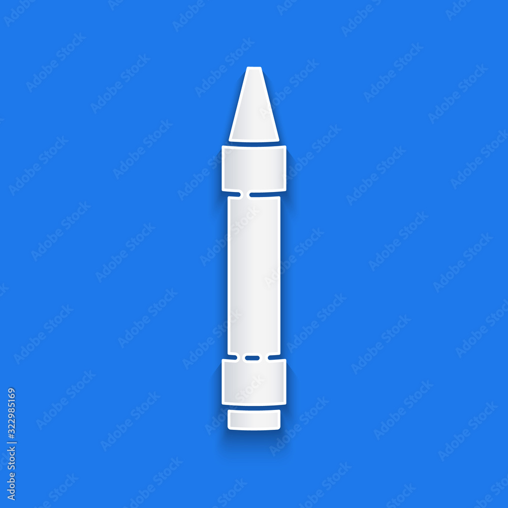 Paper cut Wax crayons for drawing icon isolated on blue background. Paper art style. Vector Illustra