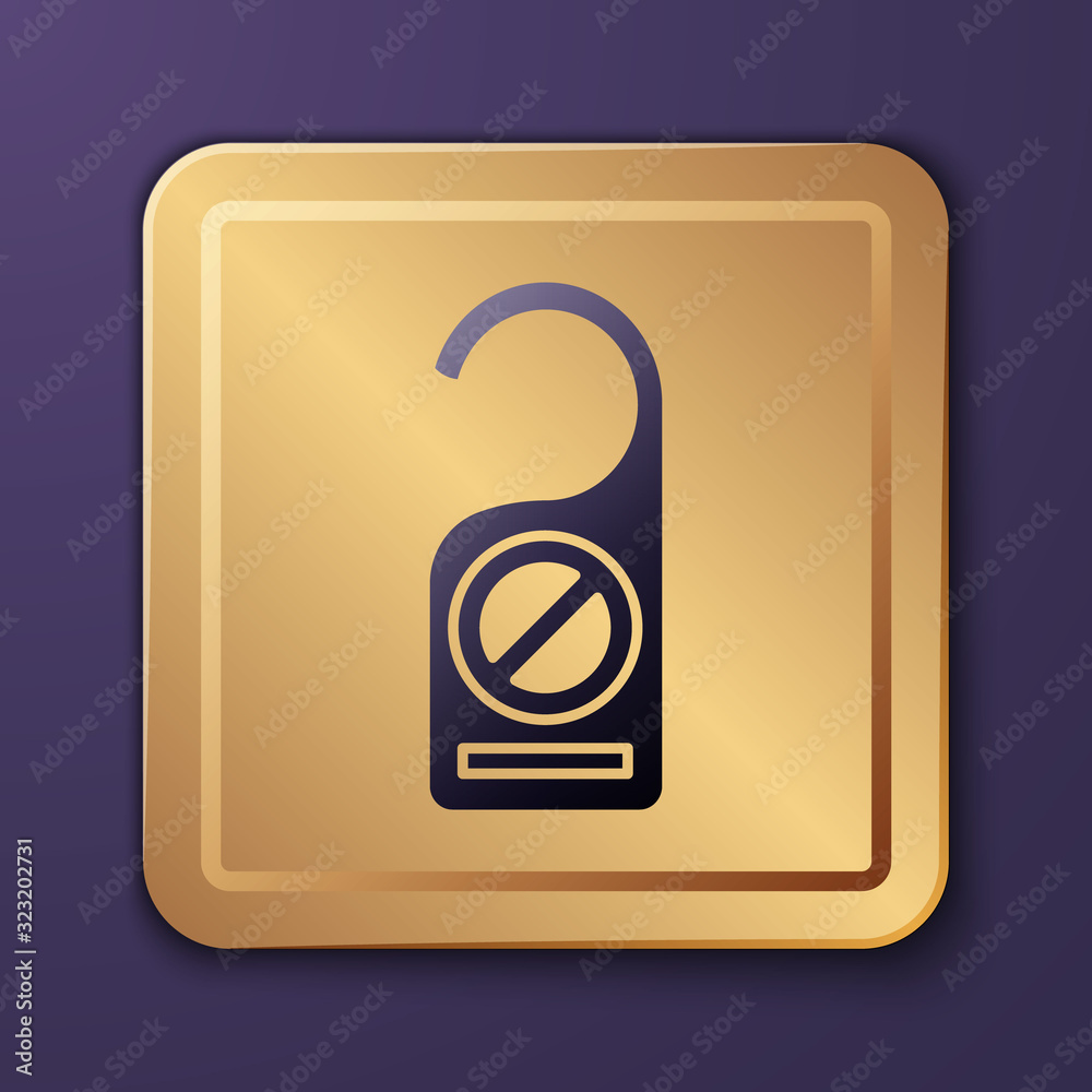 Purple Please do not disturb icon isolated on purple background. Hotel Door Hanger Tags. Gold square