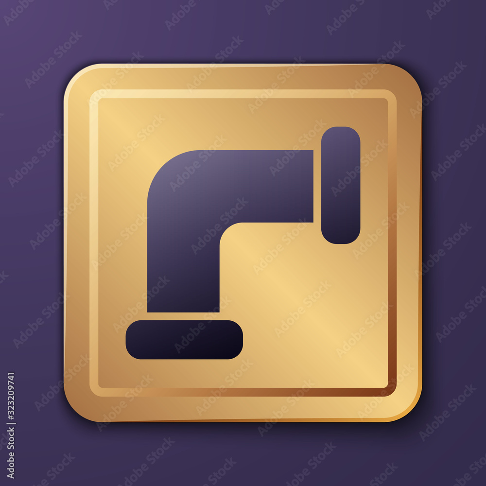 Purple Industry metallic pipe icon isolated on purple background. Plumbing pipeline parts of differe