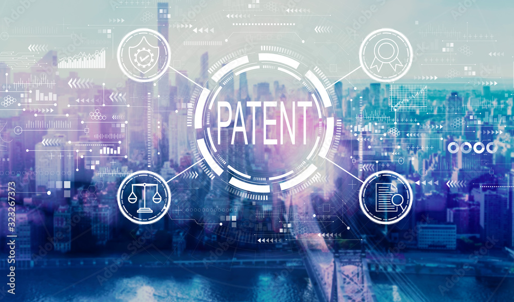 Patent concept with the New York City skyline near midtown