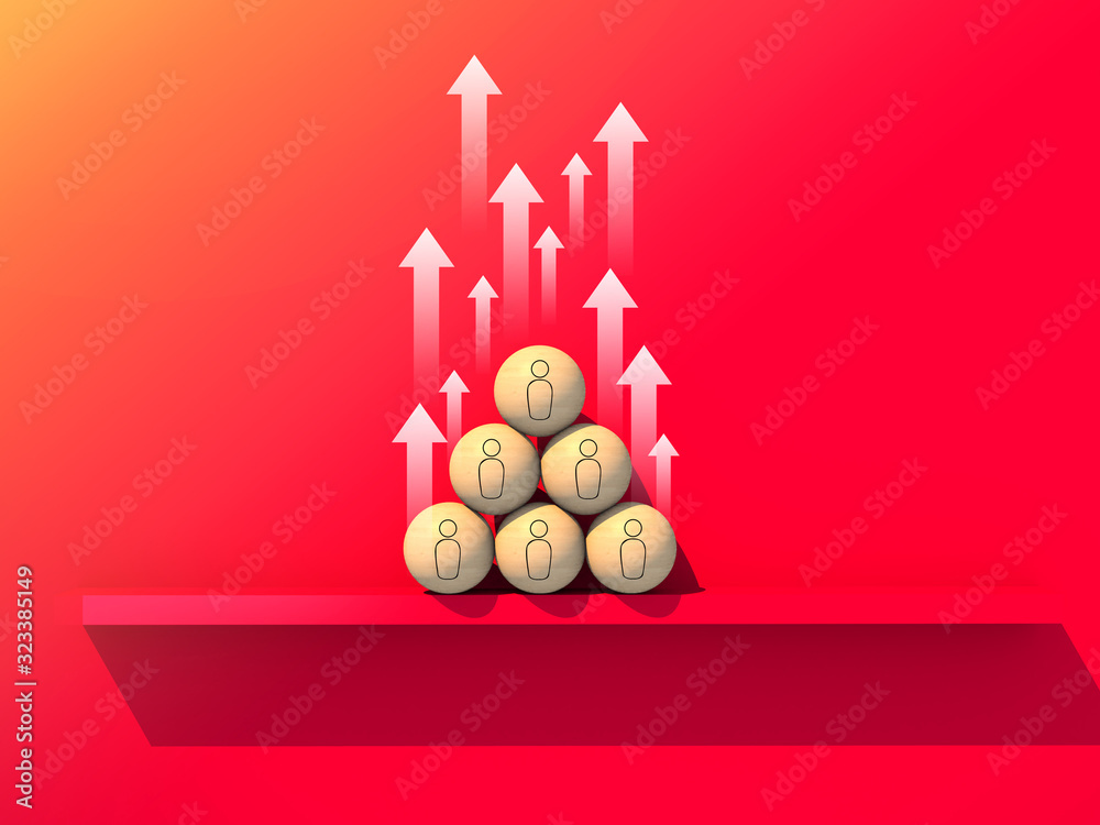 3D插图商业人力资源执行理念，堆叠圆形木块智慧