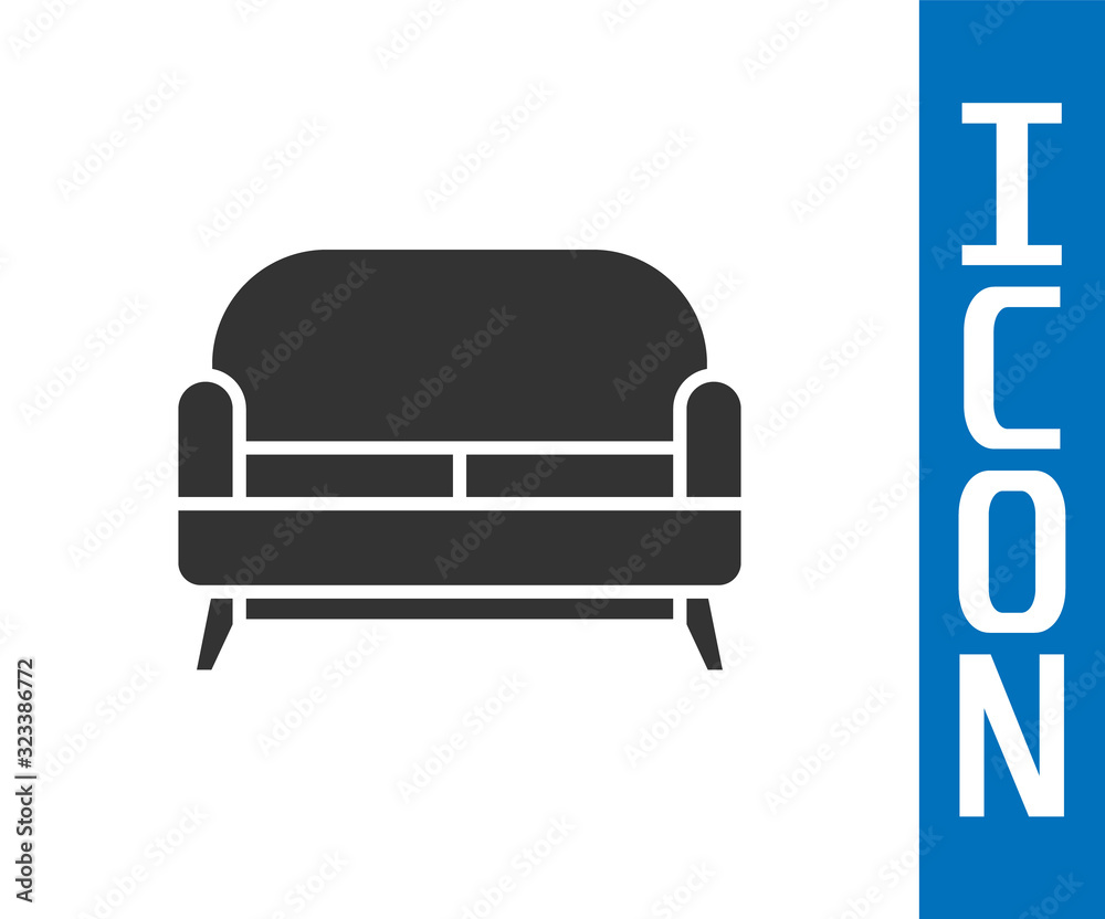 Grey Sofa icon isolated on white background.  Vector Illustration