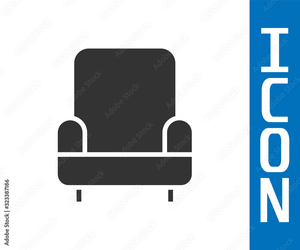 Grey Armchair icon isolated on white background.  Vector Illustration