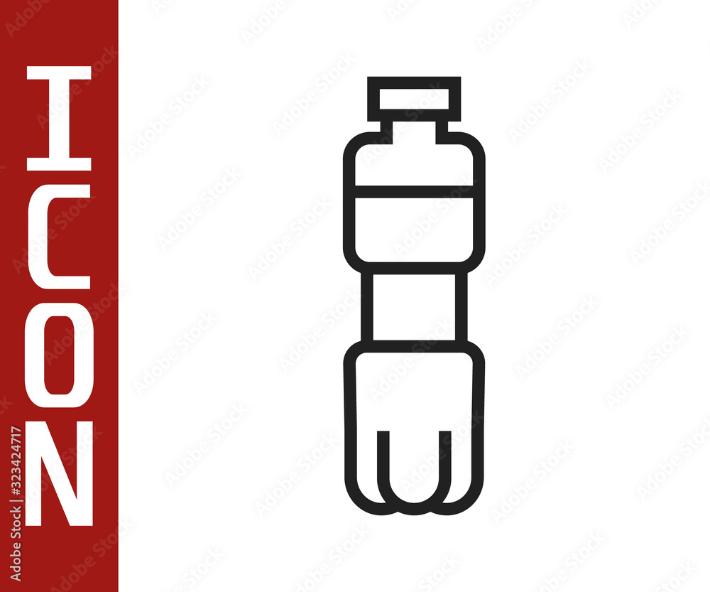 Black line Bottle of water icon isolated on white background. Soda aqua drink sign. Vector Illustrat