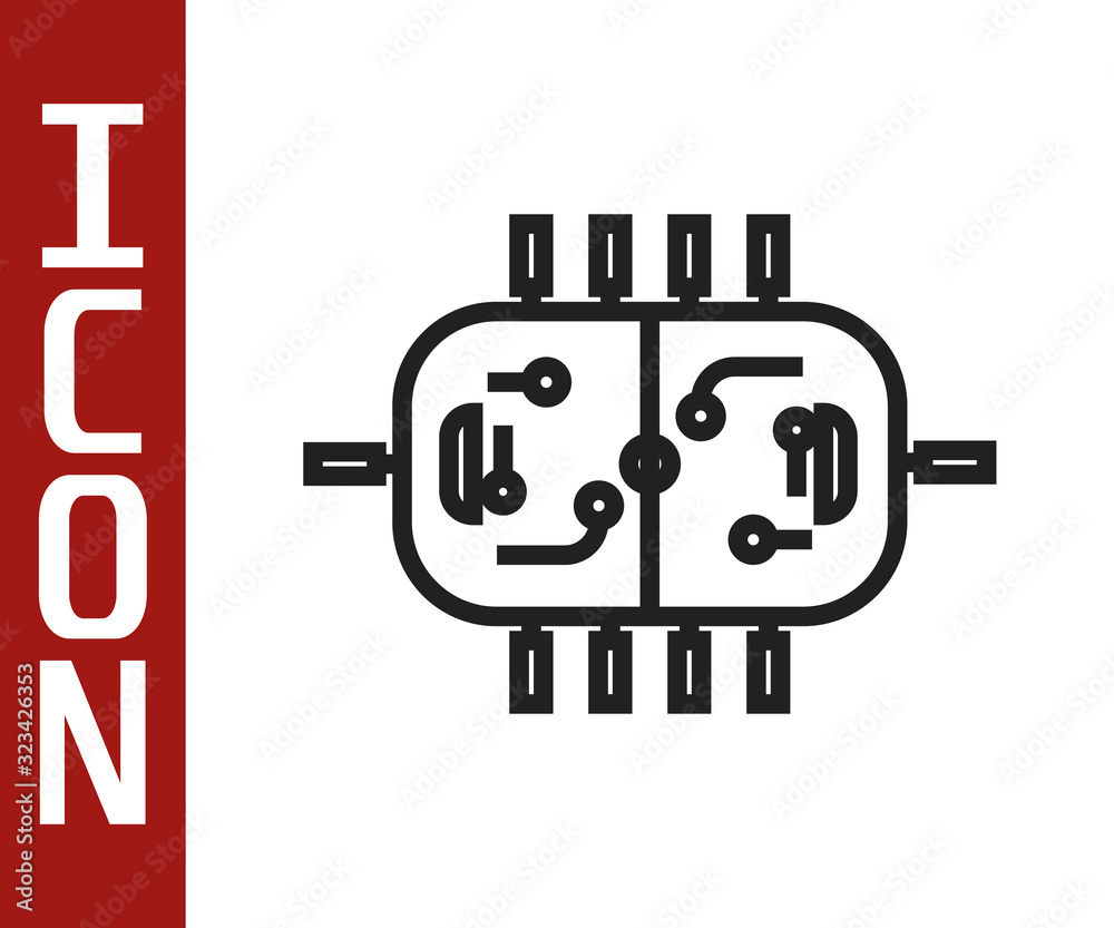 黑线冰球桌图标隔离在白色背景上。矢量图