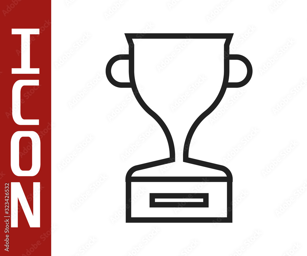 Black line Award cup icon isolated on white background. Winner trophy symbol. Championship or compet