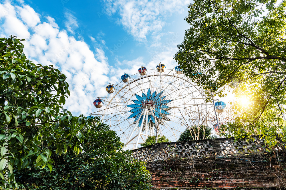 ferris wheel and blue sky