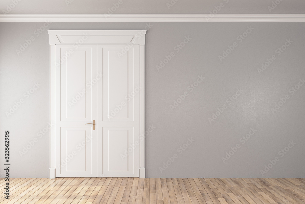 White door in empty room