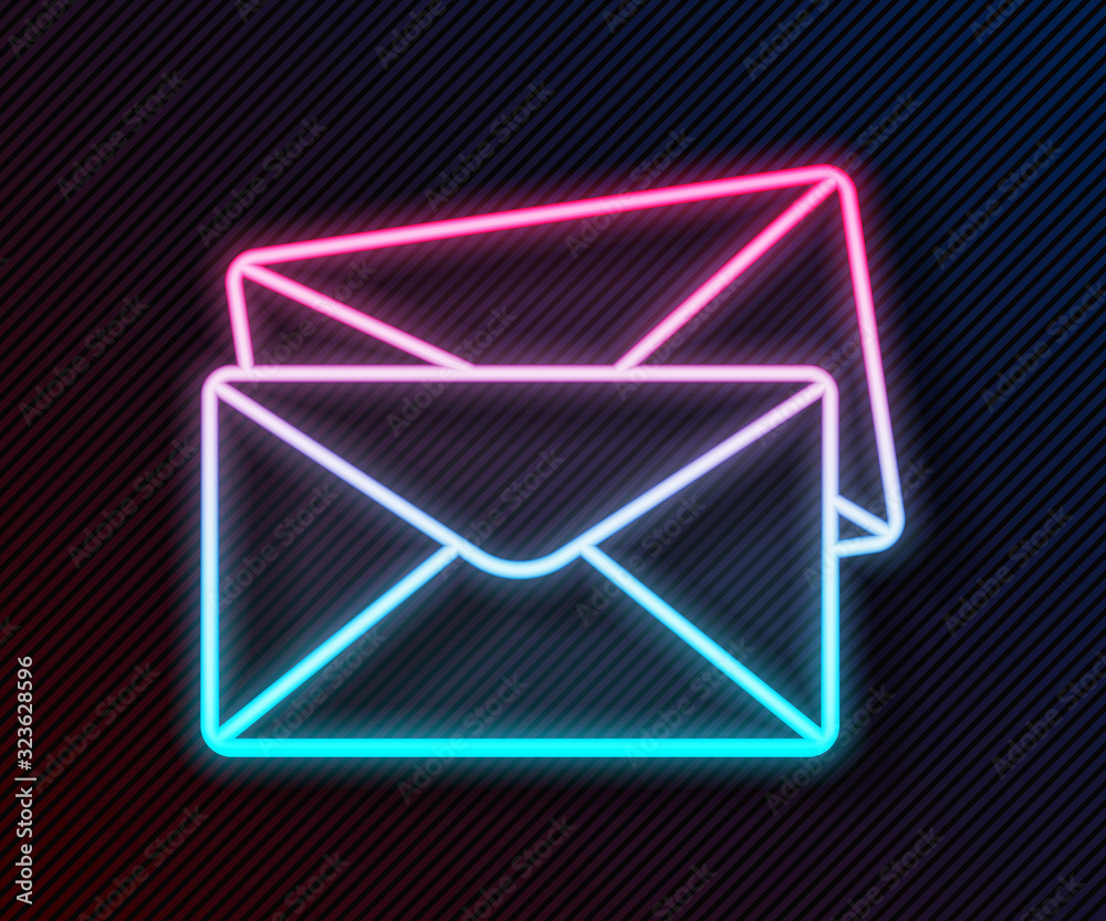 Glowing neon line Envelope icon isolated on black background. Email message letter symbol. Vector Il