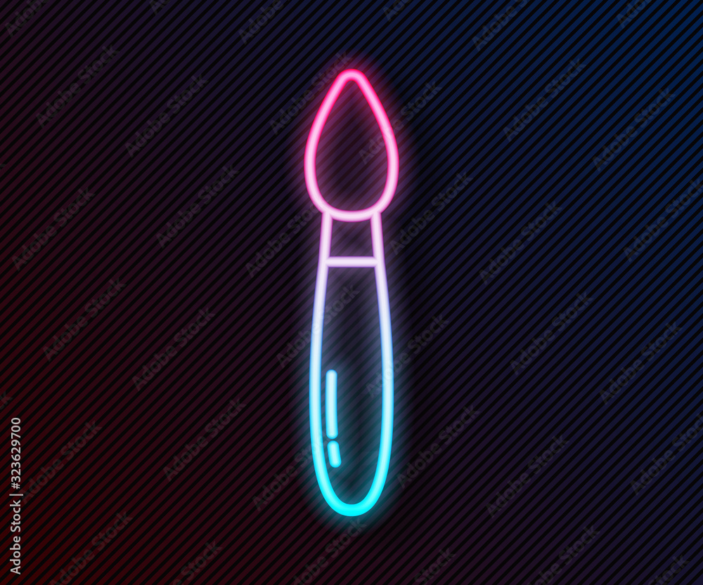 Glowing neon line Paint brush icon isolated on black background. Vector Illustration