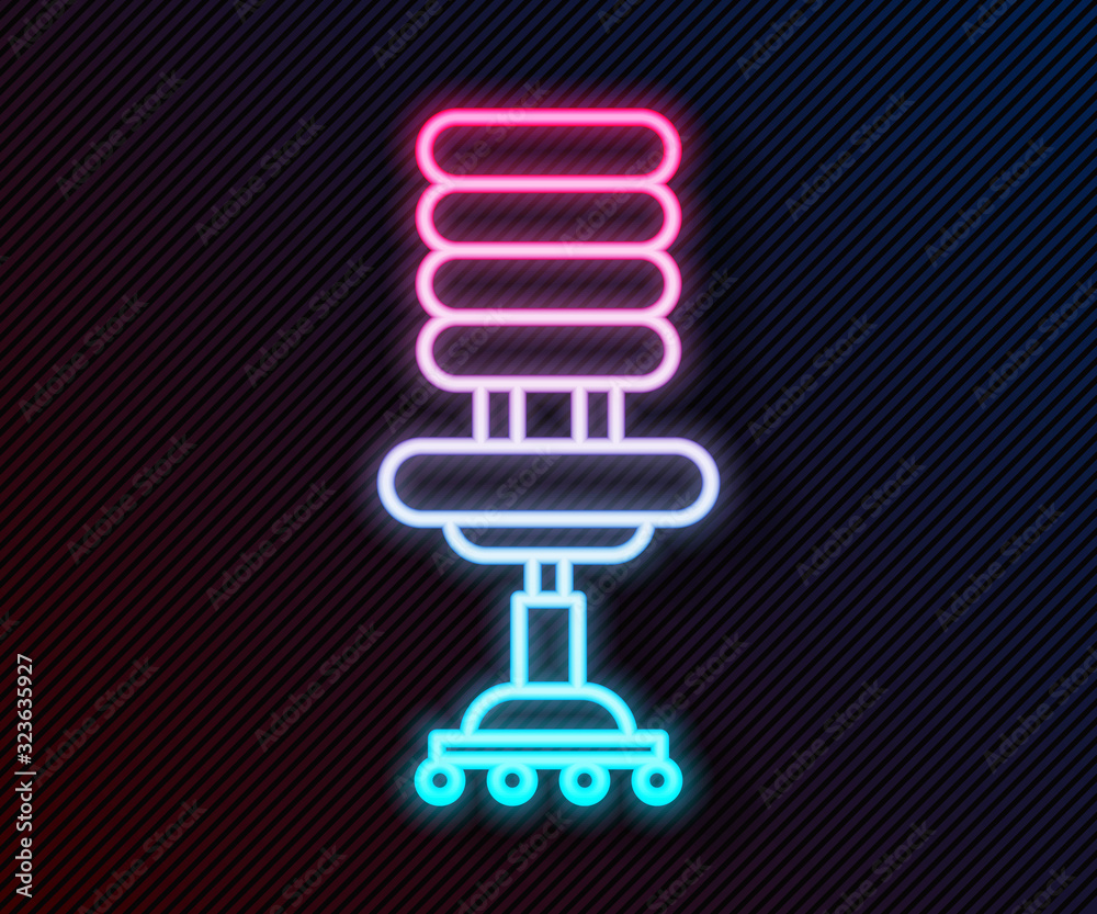 Glowing neon line Office chair icon isolated on black background. Vector Illustration