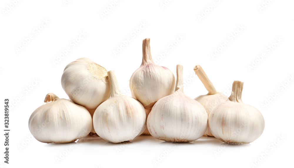 Fresh garlic on white background