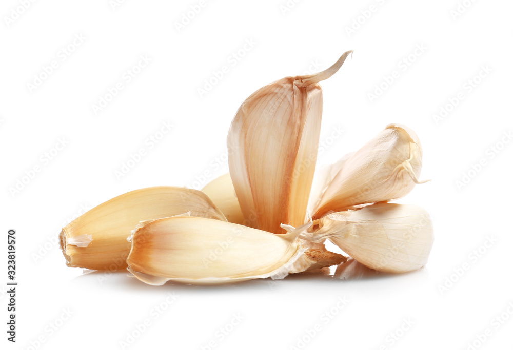 Fresh garlic on white background