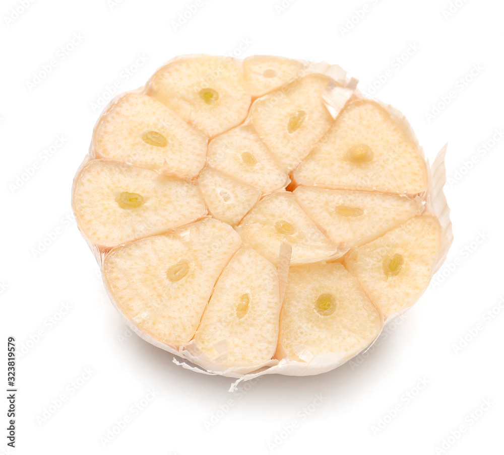 Fresh garlic on white background