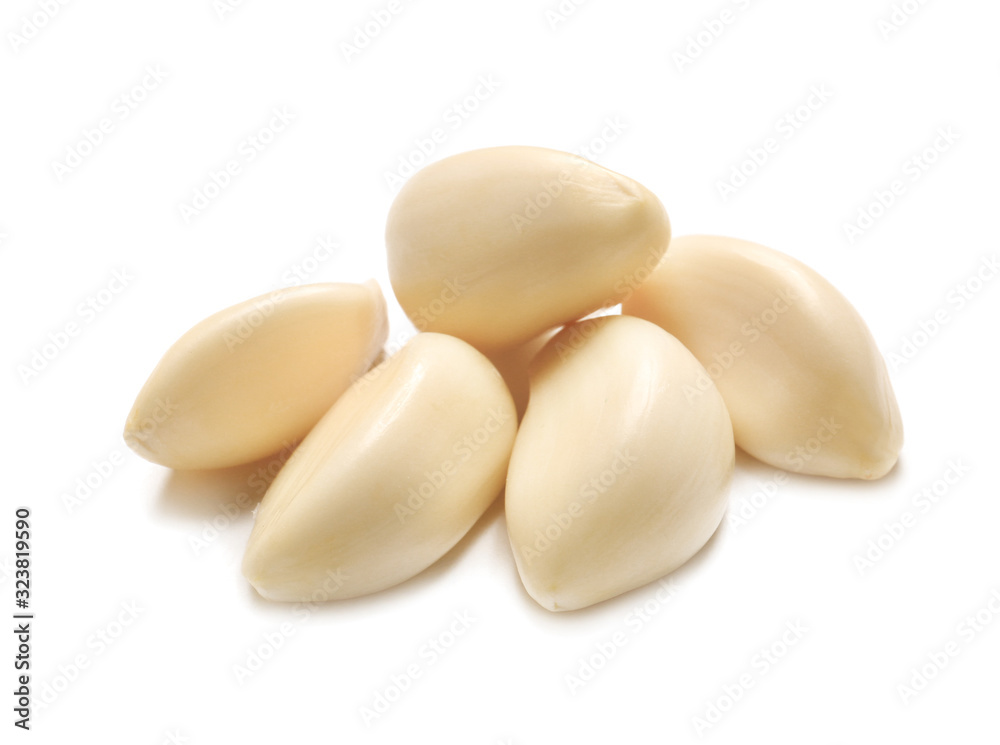 Fresh garlic on white background