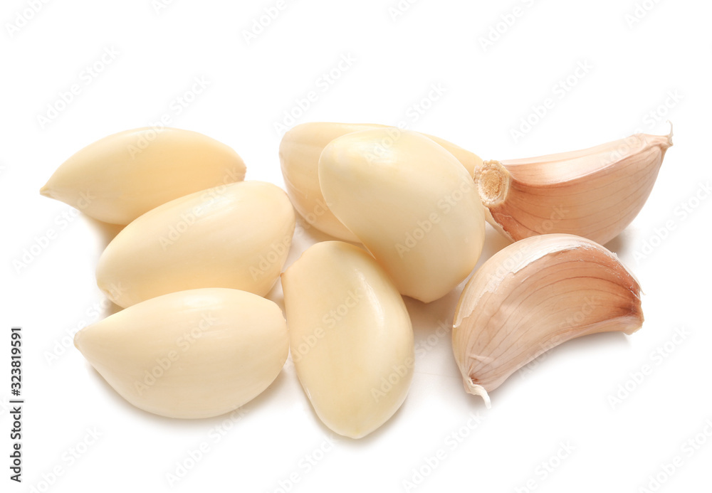 Fresh garlic on white background