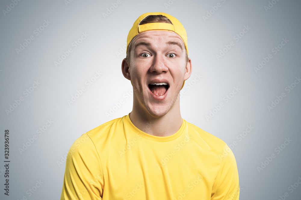 Happy teenager with mouth opened