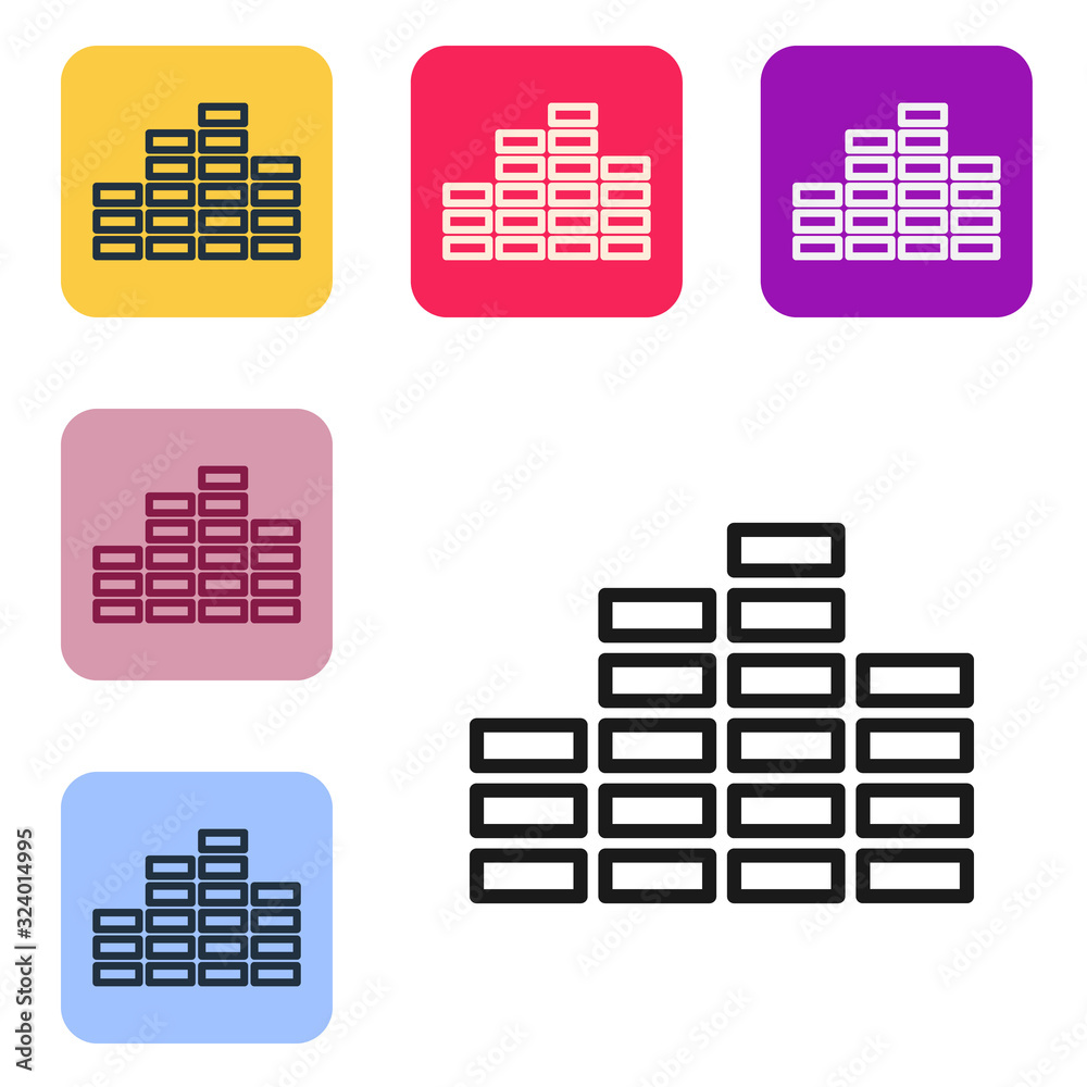 黑线音乐均衡器图标隔离在白色背景上。声波。音频数字均衡器te