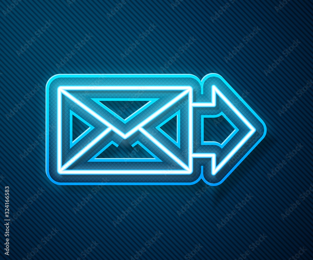 Glowing neon line Envelope icon isolated on blue background. Email message letter symbol. Vector Ill