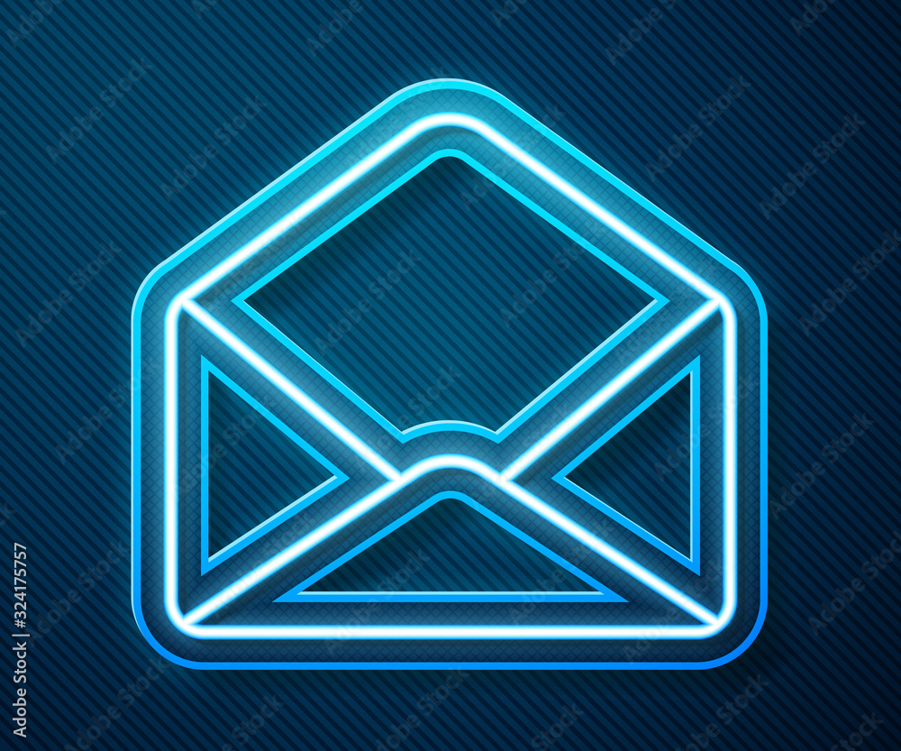 Glowing neon line Envelope icon isolated on blue background. Email message letter symbol. Vector Ill