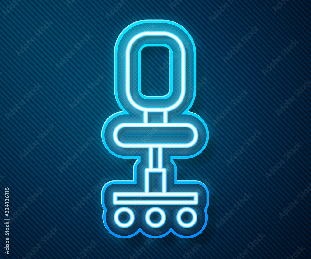 Glowing neon line Office chair icon isolated on blue background. Vector Illustration