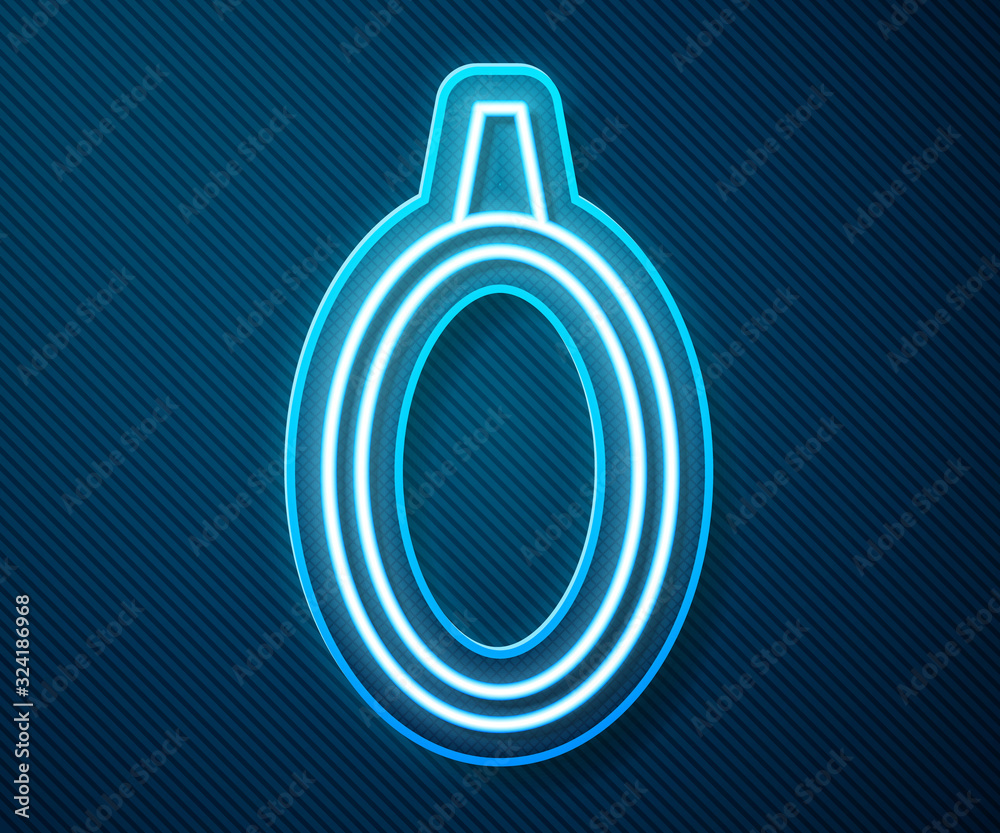 Glowing neon line Mirror icon isolated on blue background. Vector Illustration