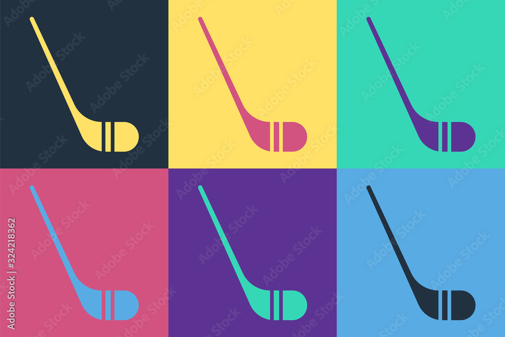 Pop art Ice hockey sticks icon isolated on color background. Vector Illustration