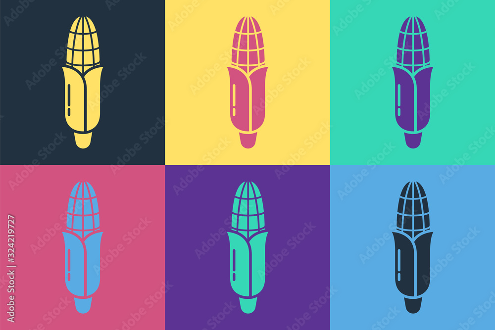 Pop art Corn icon isolated on color background. Vector Illustration