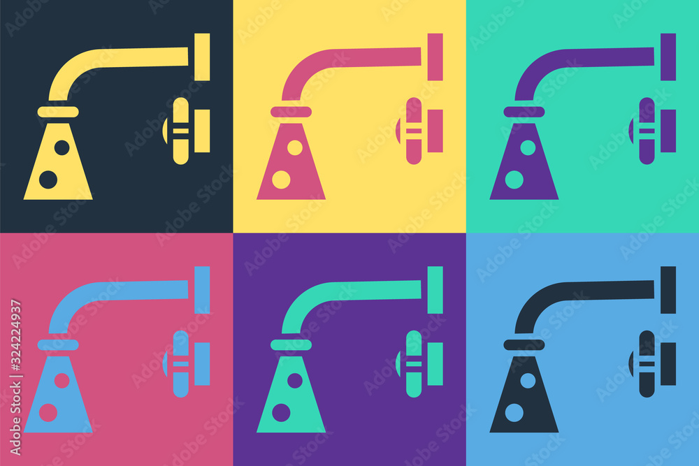 Pop art Water tap icon isolated on color background. Vector Illustration