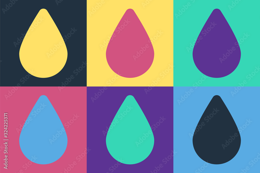 Pop art Water drop icon isolated on color background. Vector Illustration