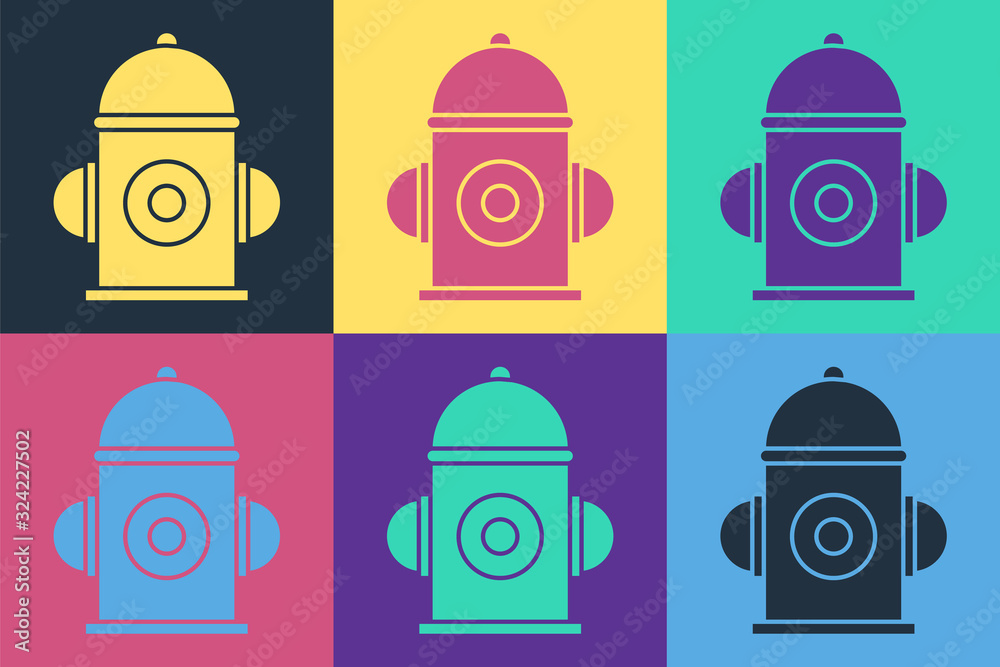 Pop art Fire hydrant icon isolated on color background. Vector Illustration