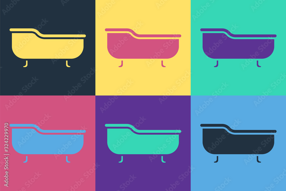 Pop art Bathtub icon isolated on color background. Vector Illustration