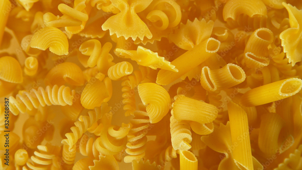 Freeze motion of flying uncooked pasta