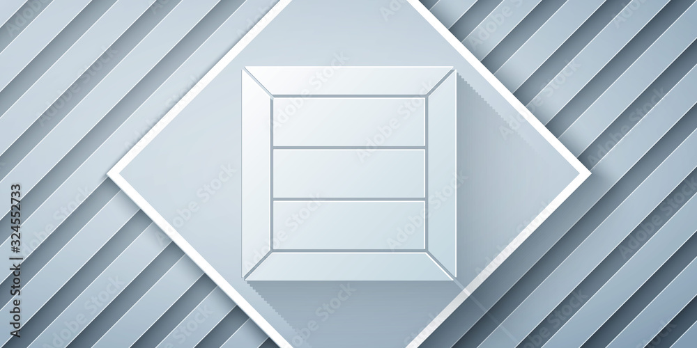 Paper cut Wooden box icon isolated on grey background. Paper art style. Vector Illustration