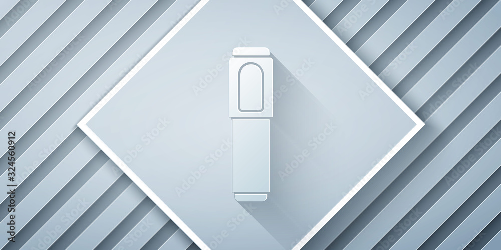 Paper cut Marker pen icon isolated on grey background. Paper art style. Vector Illustration