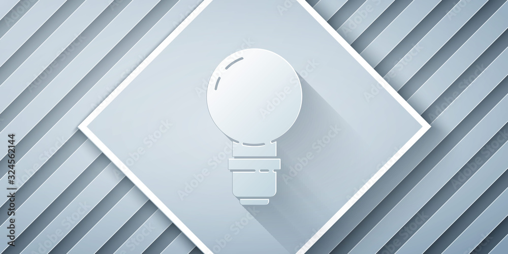 Paper cut Light bulb with concept of idea icon isolated on grey background. Energy and idea symbol. 