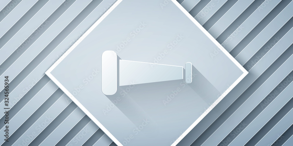 Paper cut Industry metallic pipe icon isolated on grey background. Plumbing pipeline parts of differ