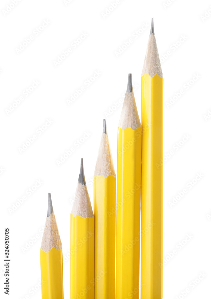 Ordinary pencils on white background