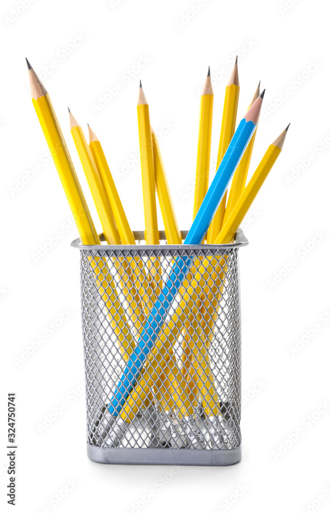 Ordinary pencils on white background