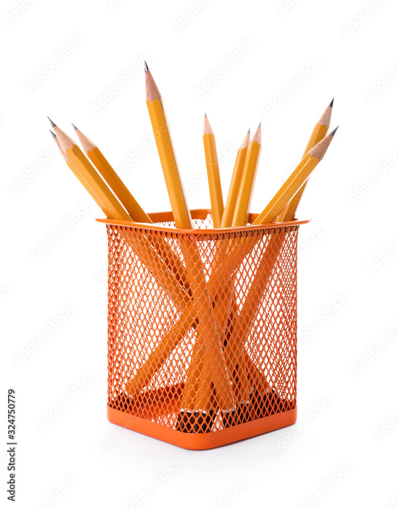 Ordinary pencils on white background