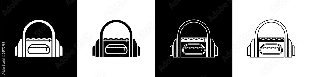 将运动包图标隔离在黑白背景上。矢量图